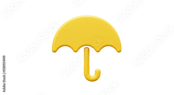 Fototapeta 3d Rendering Yellow Umbrella Weather Protection Accessory for Rain Forecast