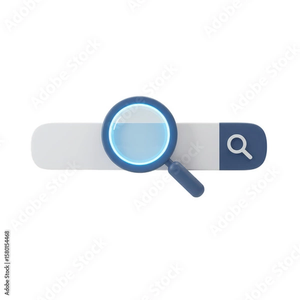 Fototapeta 3D Search Engine Magnifier for Exploration Data on Transparent Background