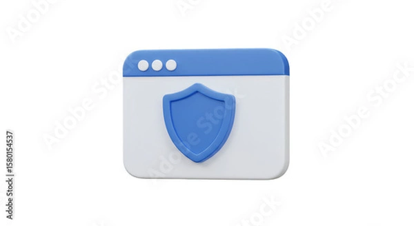 Fototapeta 3D Shield on Browser Window for Security Website Protection
