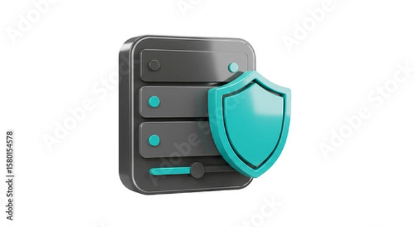 Fototapeta 3D Server Shield Protection with Data Security Network Technology