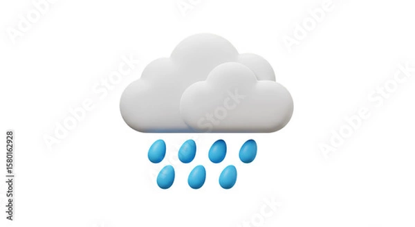 Fototapeta 3D White Cloudy Rain Illustration Element for Weather Forecast