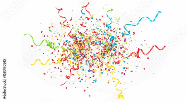 Fototapeta Colorful Confetti and Streamers Bursting with Joy and Celebration.