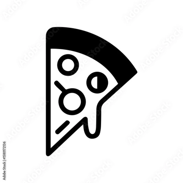 Fototapeta One-line pizza slice with melting cheese and circular toppings — playful and bold in a minimalist design.