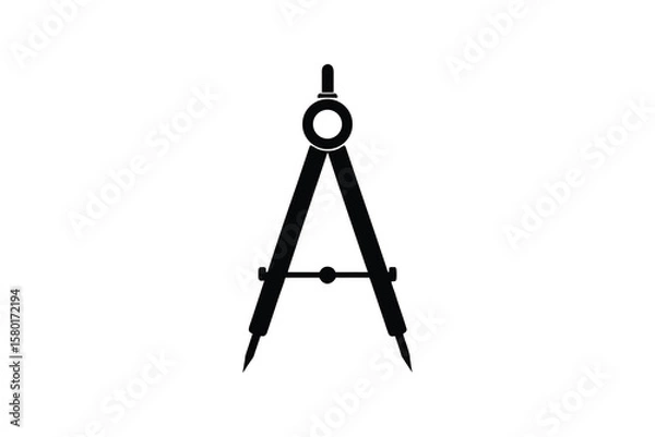 Fototapeta Geometric Compass Illustration Depicting Precision and Design Ideal for Technical Drawings and Mathematical Concepts Presented in Silhouette Style silhouette