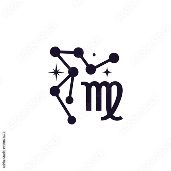Fototapeta Virgo zodiac symbol silhouette vector logo in elegant minimal style, generative ai