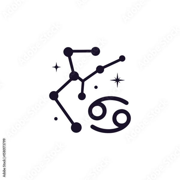 Fototapeta Cancer zodiac symbol silhouette vector logo in minimal abstract style, generative ai