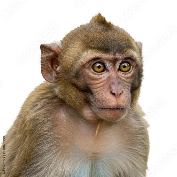 Fototapeta Cute Monkey Portrait Isolated on Transparent Background Primate Animal