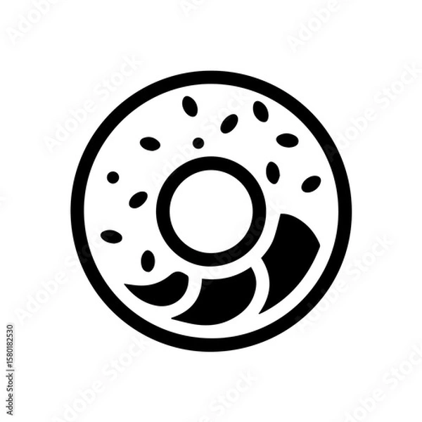 Fototapeta A classic ring donut with dripping glaze, rendered in a clean and playful one-line style.