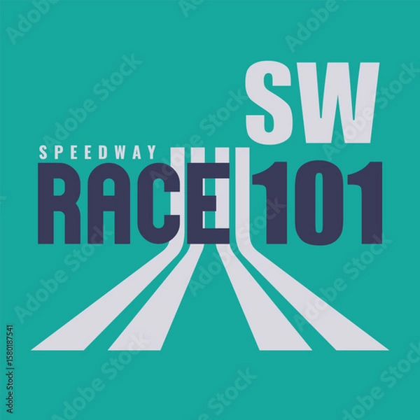 Fototapeta Racing typography. T shirt graphics. Print. vector