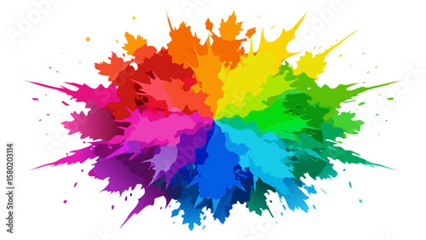 Fototapeta Vibrant rainbow color splash explosion on white background