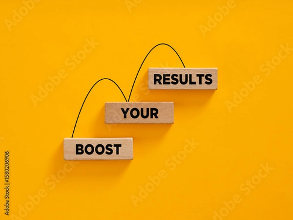 Obraz Boost your results using a catapult on a yellow background