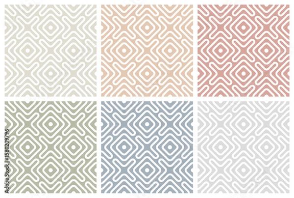 Fototapeta Abstract geometric seamless pattern set in pastel colors collection for design