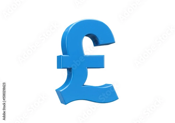 Fototapeta 3d blue pound sterling symbol isolated on transparent background