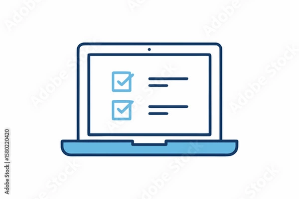 Fototapeta thin checklist laptop computer icon