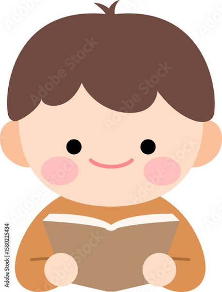 Obraz 가을 일러스트 플랫 독서하는 아이