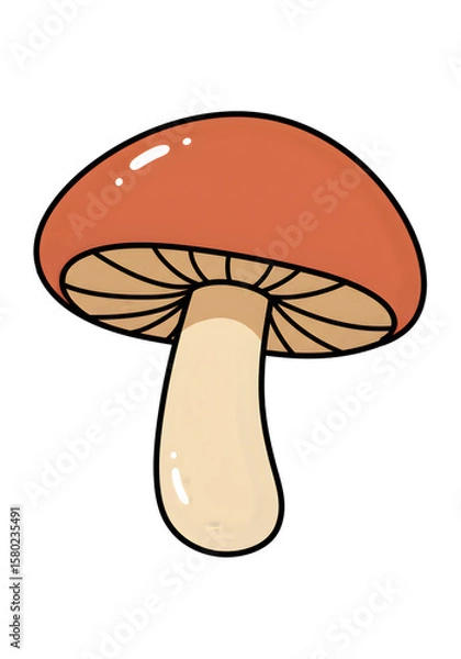 Obraz Brown Mushroom Illustration With Transparent Background Isolated Single