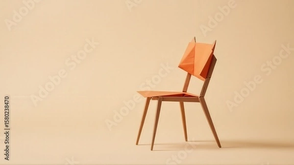 Fototapeta  Elegant Origami Chair on Cream Canvas