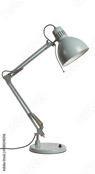 Fototapeta Isolated Gray Metal Desk Lamp For Illumination With Transparent Background