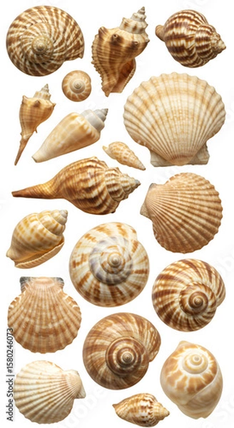 Obraz Isolated Transparent Background Assorted Seashells Collection Seashells Variety