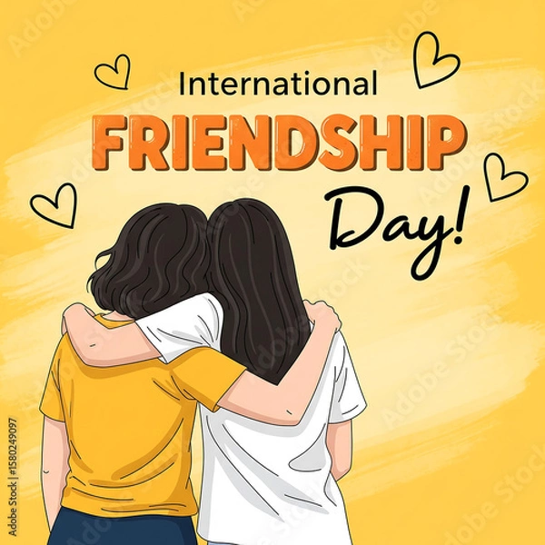 Obraz International Friendship Day greeting card with two friends hugging from behind