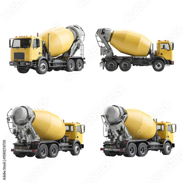 Obraz High-Resolution Transparent-Background Realistic concrete mixer truck a transparent background, PNG cutout, ideal for presentations and marketing materials, digital downloads