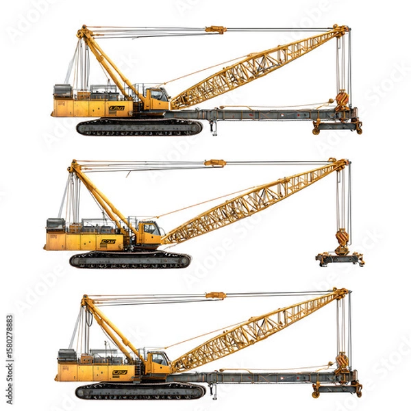 Obraz Photo-Realistic Studio-Lit Transparent-Background crawler crane arranged PNG cutout, transparent background, ideal for video overlays and advertising, premium resource, digital downloads