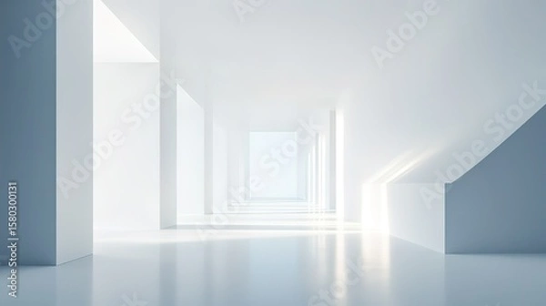 Fototapeta Minimalist interior with soft gradient lighting, evoking calm and modern elegance.