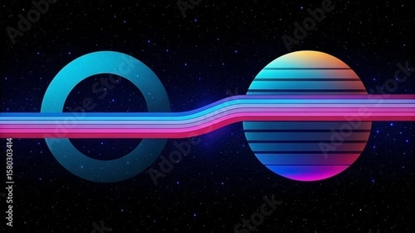 Fototapeta Abstract background with planet in space. Vector illustration black background
