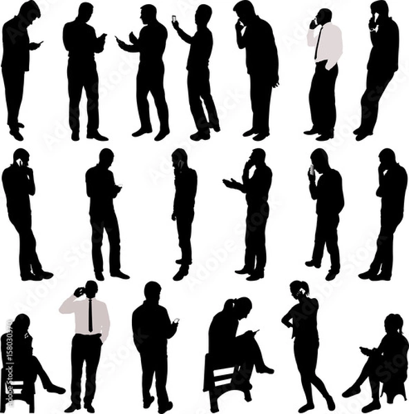 Obraz people silhouettes with phone - vector