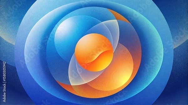Fototapeta abstract background with blue and orange circles in the shape of a circle