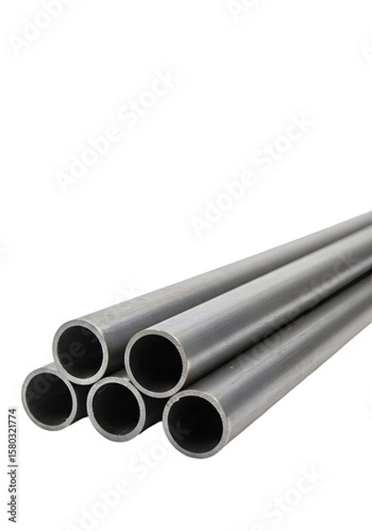 Obraz Isolated Silver Tubes Stack Metal Pipe Industrial Construction Plumbing