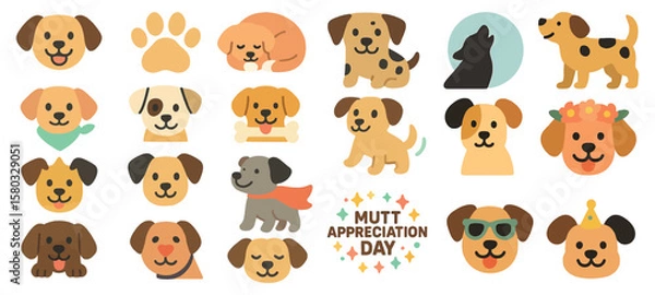 Fototapeta Cute Dog Icon Set for Mutt Appreciation Day Celebration Design