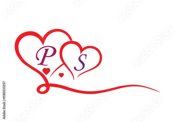 Obraz love and s p logo design 