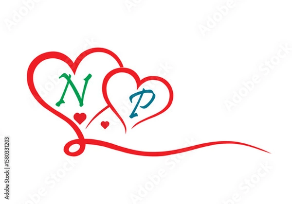 Obraz love and n p logo design 