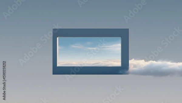 Fototapeta Sky window view blue sky and clouds surreal scene dreamy aesthetic background image