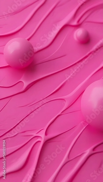Fototapeta Pink abstract background with spheres and textured surface for graphic design art