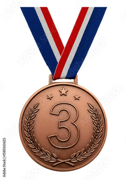 Fototapeta Isolated Transparent Background 3d Bronze Medal Award for Third Place