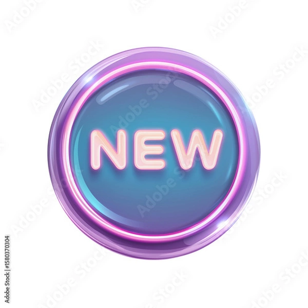 Obraz Round neon button with the new text isolated