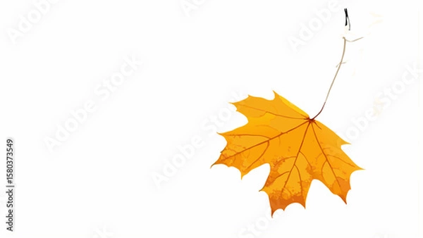 Fototapeta Golden autumn maple leaf isolated on white, showcasing nature's vibrant seasonal beauty with colorful fall foliage