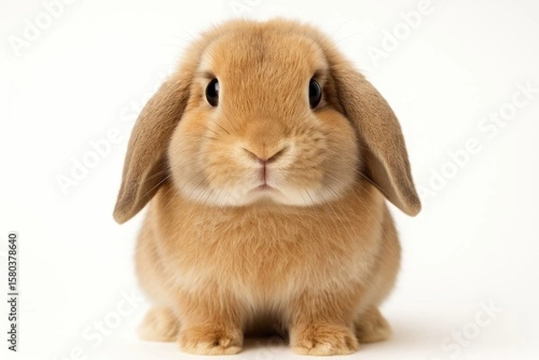 Obraz Lop Rabbit positioned against a plain white backdrop