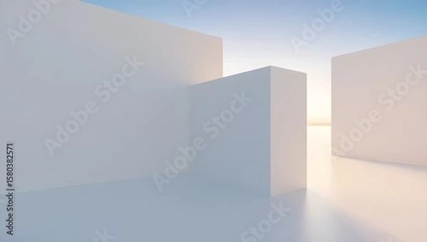 Fototapeta White minimalist architecture background for modern design and clean aesthetics style