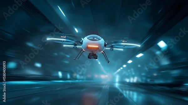 Fototapeta Drone Flying in a Tunnel
