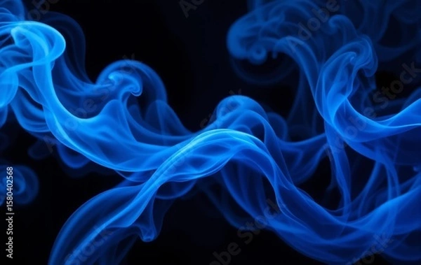 Fototapeta Blue smoke background image, curved, abstract, banner texture advertising poster