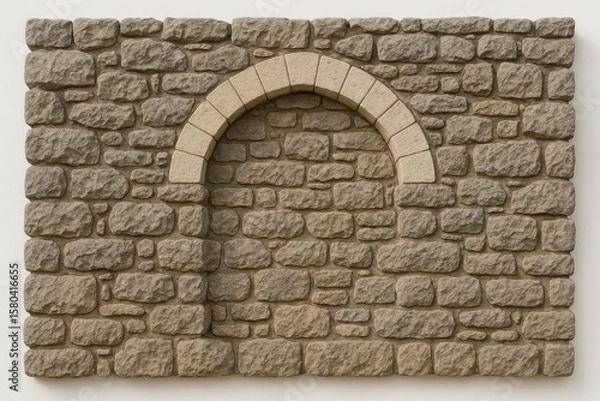 Fototapeta The serf-type wall features a rugged construction of jagged stones, with only the arch stones precisely fitted.
