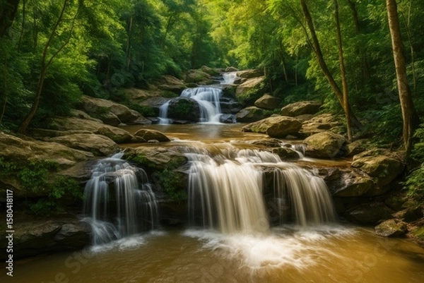 Fototapeta The stunning cascade at Mae Sa on Doi Suthep mountain in northern Thailand