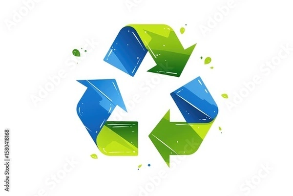 Fototapeta Environmentally friendly recycling symbol in shape of green and blue arrows