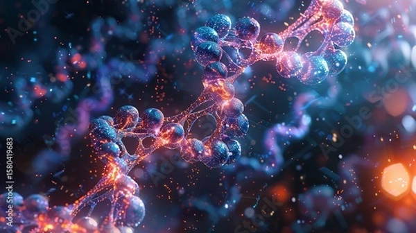 Fototapeta Immerse in DNA & neural networks amid abstract scientific complexity