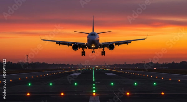 Obraz A Low Angle View of a Flight Arriving at its Destination.