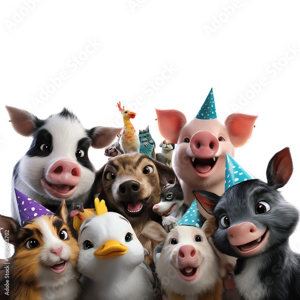 Obraz A joyful celebration with animated farm animals.