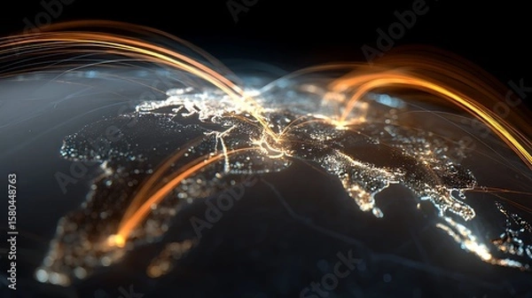 Obraz World Connections with Glowing Lines